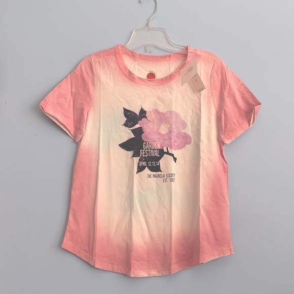 NEW Anthropologie Pink Floral Tee US S - Picture 1 of 6